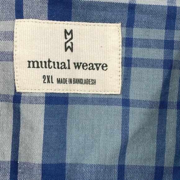 Mutual Wave Blue White Plaid Button-Up Shirt | Size XXL - Picture 4 of 5
